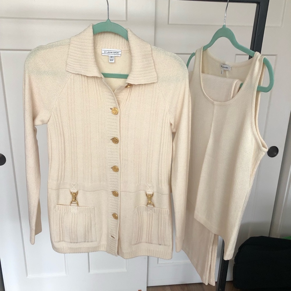 St John sport 3-piece ensemble- fine knit shell, pant and cardigan jacket